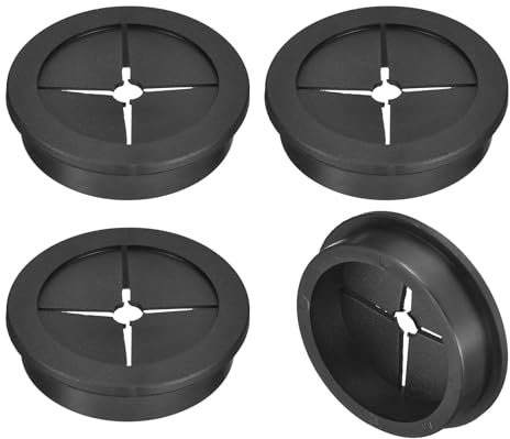 QUARKZMAN 4 Stück Kabeldurchlassdichtung, 1-3/4 Zoll (45 mm) Schreibtischdurchlass Flexible Gummistopfen Drahtlochabdeckung für Büro Computertisch Drahtorganisator, Schwarz