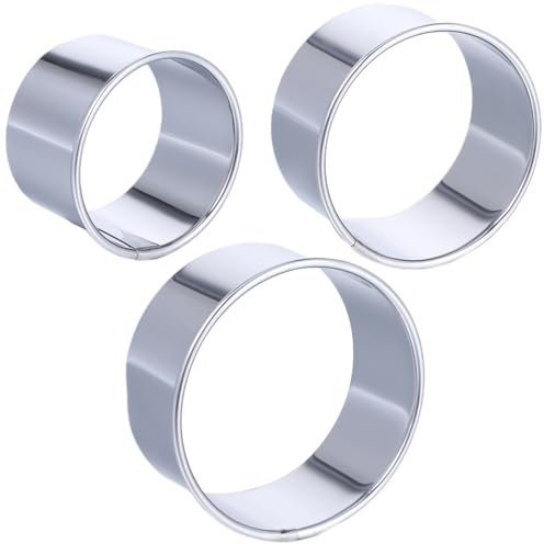 Prasacco 3 Stück Ausstecher Rund, Plätzchen Ausstecher aus Edelstahl 8/7/6 cm Silber Runder Ausstechformen mit Gerollten Kanten DIY-Backwerkzeuge für Gebäck Fondant Kuchen Donuts Kekse (Höhe 3,6 cm)
