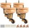 4 Inch /10cm Furniture Legs with Castors, 4Pcs Vranish Solid Wood Feet Round Gourd Wooden Turned Replacement Feet with Threaded M8 Hanger Bolts & Mounting Plate & Screws For Chair,Recliner,Ottoman,