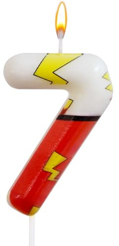 7th Candle and 16PCS Paper Happy Birthday Cake Topper, Party Supplies Decoration Supplies for Kids Adults Girls Boys (7th)