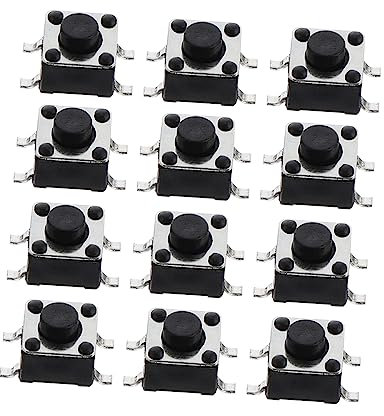 HEALLILY 100 Stück Schaltersignal Auto Potentiometer Controller Panelmontage Push Bot Taktile Platte Winde Bremswippe Micro Toggle Roter Knopf Momentary Tact Momentary Button Eisen