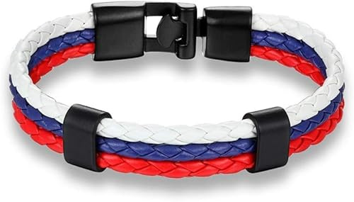Herren Lederarmband, Mexiko Russland Italien Spanische Nationalflagge Lederarmband Frauen Frauen Bangel handgefertigtes Freundschaftsgeschenk Shining Armband Accessoires Festival Ehepaar prä