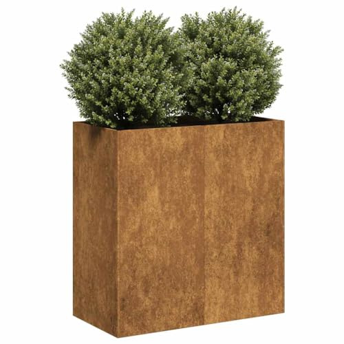 Festnight Hochbeet Metall Wetterfester Stahl 80x40x80 cm Hochbeete für Garten Balkon Terrasse Kräuterbeet Rostig Pflanzkübel Aussen Blumenkasten Pflanzkasten Gemüsebeet Outdoor Außen