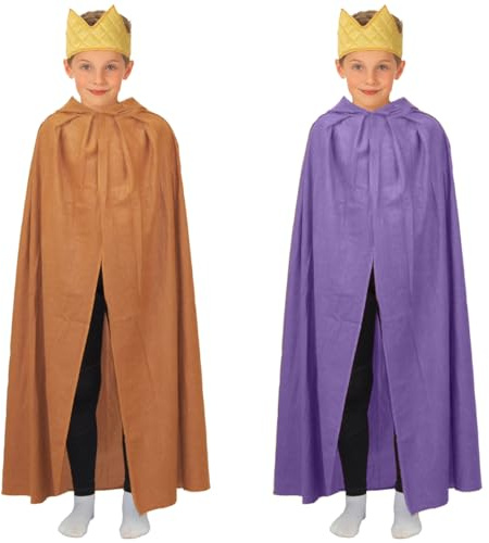 Charlie Crow King or Queen cloak Nativity/Christmas Costume for Kids | one size 7-9 yrs | Four colours available | BROWN