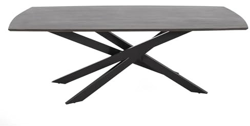 Riess Ambiente Massiver Esstisch SIGNUM - 220cm - Dunkelbraun mit Graustich - Mangoholz - Bootsform Sterngestell 8 Personen