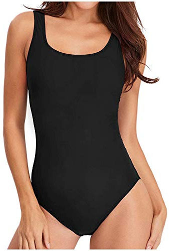 Prothesen - Badeanzug für Frauen One Bikini solide Push-up-Anzug Badebekleidung Tankini Set Sportbikini Frauen Oberteil (Black, L)