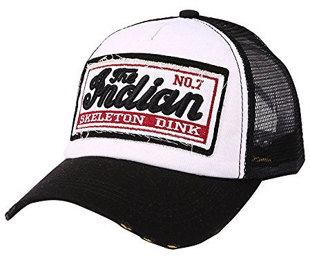 Unisex Trucker Cap Mesh Snapback Cap Indian Distressed Basecap Sommer Vintage Baseball Cap Classic Atmungsaktiv Baseballkappe Sporty Schirmmütze für Reine Freizeit