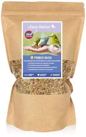 Claus Primus Basis | 800 g | Hauptfutter für Wellensittiche | Kann Übergewicht vorbeugen | Nährreich und fettarm | Mit acht Hirsesorten und hohem Grassamenanteil | Ohne Ölsaaten