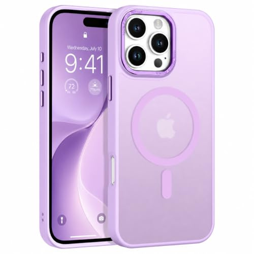 BENTOBEN Hülle für iPhone 16 Pro Hülle mit Mag-Safe Magnetisch Hülle für iPhone 16 Pro 6.3 Durchscheinende Matt Anti-Fingerabdruck Handyhülle Rückseite Dünn Stoßfest Schutzhülle, Lila