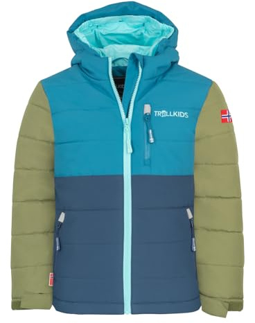 Trollkids Kids Hemsedal Snow Jacket XT 116, Dark Marine/Pine Green