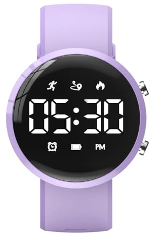 Focwony Digitale Fitness-Tracker-Uhr für Kinder, wasserdichte Armbanduhr mit Schrittzähler/Distanz/Kalorien/Stoppuhr/Wecker, tolles Jungen, Mädchen, Kinder und Teenager (Lila)