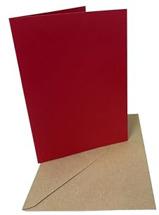 DJP A5 Weihnachtskarten mit Knittern, blanko, glatt, rot, C5-Umschläge, 50 Stück