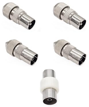 JZK 5pcs TV aerial coaxial cable connectors adapter, male and female TV antenna connector converters, F connector adaptor for RF cable, TV aerial coax plug