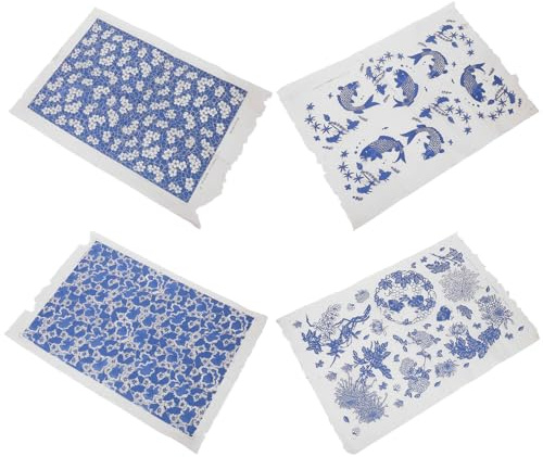 PRETYZOOM 4 Blätter Teiliges Keramik Transferpapier Unterglasur Porzellan Dekor Aufkleber für Töpferkunst DIY Keramik Schmuck Töpferton Brennen