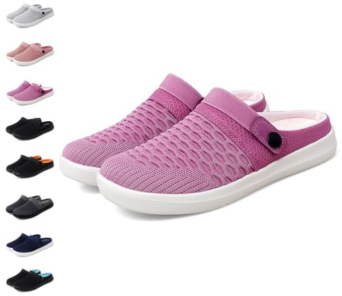 Men's Women's Summer Flat Sole Lightweight Breathable Mesh Beach Slippers(Rose,41 EU)