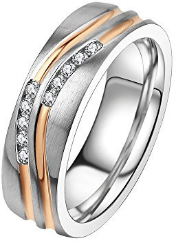 DOOSTI Partnerring/Trauring Bicolor Chirurgischer Edelstahl - inkl. Gratis Gravur