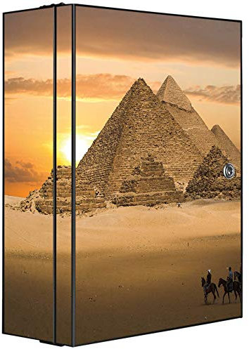 banjado® XXL Medizinschrank abschliessbar mit Motiv Pyramiden 35x46x15cm - großer Arzneischrank/Medikamentenschrank aus Metall zur Medikamenten Aufbewahrung - Apothekerschrank mit 3 Schlüsseln