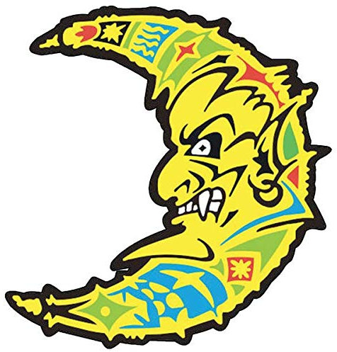 SUPER FABRIQUE Valentino Rossi Motorradhelm-Aufkleber Mond, Gelb/Blau, Glänzend