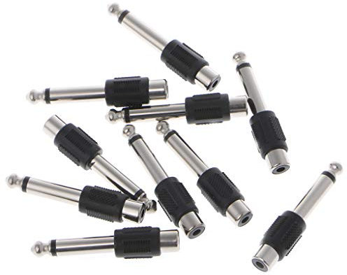 NOWON 10 Pcs RCA Femelle Jack À 6.35mm 1/4Mâle Mono Plug Adaptateur Audio Connecteur