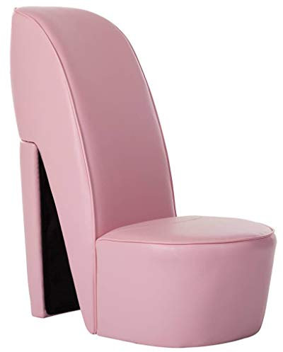 SKM Chaise en Forme de Chaussure à Talon Haut Rose Similicuir