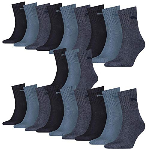 PUMA 21 Paar Socken Short Crew Sportsocken Tennis Socken Gr. 35-49 Unisex, Farbe:460 denim blue, Socken & Strümpfe:35-38