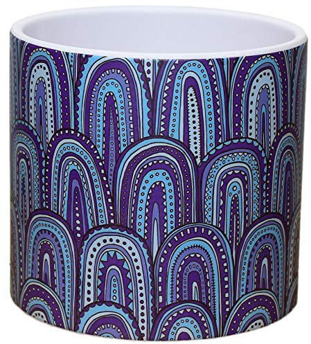 Muddy Hands Small Ceramic Plant Pot Indoor Home House Decorative Planter Cover Holder Succulent Cactus Herb (Medium Blue Geode - ø 13.8cm)