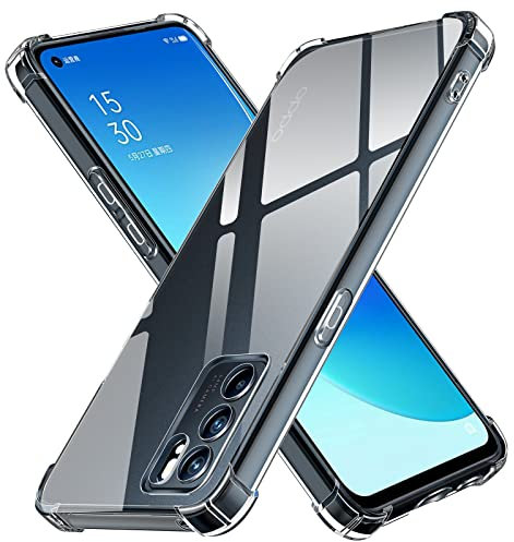 iVoler Cover per Oppo Reno6 5G / Oppo Reno 6 5G, Custodia Trasparente per Assorbimento degli Urti con Paraurti in TPU Morbido, Sottile Morbida in Silicone TPU Protettiva Case