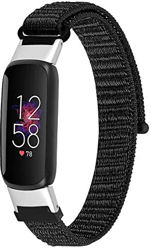 Strap-it nylon Schwarz - Passend für Fitbit Luxe - Armband für Smartwatch - Ersatzarmband