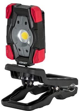 Coast CL20R 1750 Lumen wiederaufladbare Dual Power Rotating LED Magnetische Klemmleuchte mit Weitwinkel-Flutlicht, Schwarz/Rot