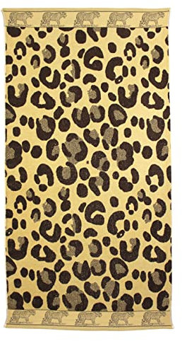 P.K. Collection Strandtuch aus 100% Baumwolle - Strandlaken 90x165 cm Frottee Qualität - hochwertiger Jacquard Druck (Gepard Sand)