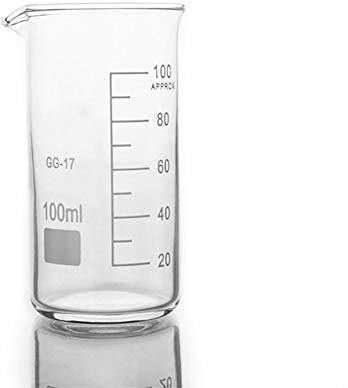 10 piezas de vaso de precipitados de vidrio de 100 ml en forma alta para la escala de laboratorio de química que mide los suministros de oficina de educación espesada (Capacity : 100ml) ( 100ml)