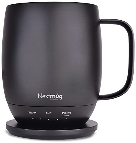 Nextmug by Nextboom Taza de café autocalentable con control de temperatura (negro, 14 onzas)
