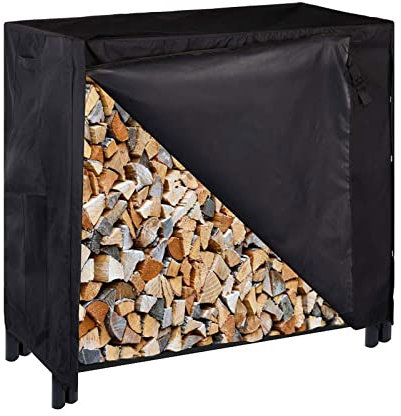 SPXMQSS Bache Protection Bois, Protection Solaire éTanche Bache Bois De Chauffage, Range Bois Exterieur Anti PoussièRe avec Cordon Serrage Et Boucle pour Abri Buches Exterieur Black,122 * 61 * 107cm