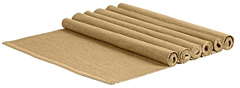 Nicola Spring Cotton Fabric Placemats - Beige - Pack of 6-45 x 34.5cm - Heat Resistant Washable Dinner Mats Kitchen Dining Table Place Mats Dinner Table Setting Linen
