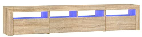 vidaXL TV Schrank mit LED-Leuchten Lowboard TV Möbel Tisch Board Sideboard Fernsehtisch Fernsehschrank HiFi-Schrank Sonoma-Eiche 210x35x40cm