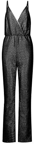 Eleganter Jumpsuit Damen | Festlicher Hosenanzug | Glitzer Playsuit | Pailletten-Overall | V-Ausschnitt | Ärmellos Einteiler Romper