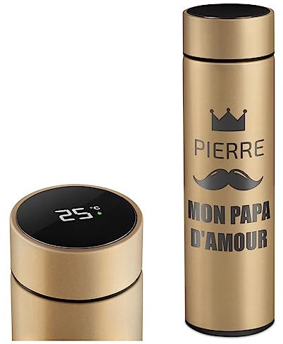 Maverton Mug de voyage personnalisable pour homme - 450ml Tasse à café Isotherme pour lui - Mug original pour papa - avec prénom - pour prof - pour anniversaire - gravé - Super papa