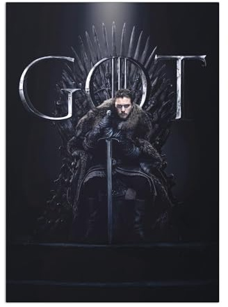 Displate Offiziell Game of Thrones MetallPoster Magnetische Befestigung Inklusive Lizenziert Bilder Hochwertiges Poster Season 8 Key Arts - Jon Snow 45 cm x 32 cm