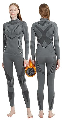 MeetHoo Thermounterwäsche Damen, Funktionsunterwäsche Set Funktionswäsche Thermoaktiv Thermowäsche Base Layer Skiunterwäsche Skifahren Laufen