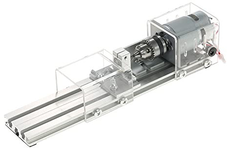 KOCAN Mini Tornio 100 W - Macchina FAI DA TE per Lavorazione del Legno, Rettifica e Lucidatura Perline - Tornio in Miniatura per Buddha Perla - Lucidatrice Trapano Utensile