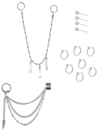 XHBTS 53 Set Miyamura Izumi Ohrring, Anime Horimiya Cosplay Kostüm Zubehör Feder Blatt Mehrschichtige Kette Tropfen Ohrring und Aufkleber