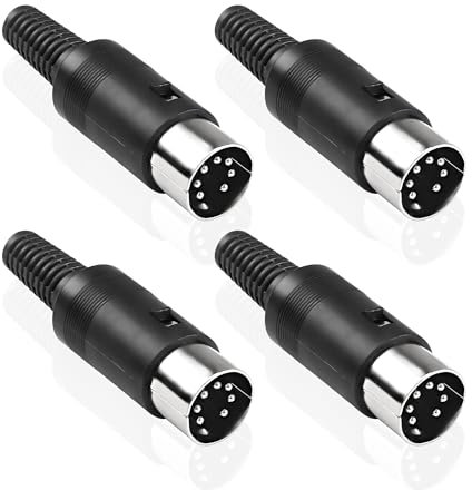 MEIRIYFA DIN 7-Pin Connettore Maschio Spina, 4 Pack DIN 7 Pin Spina Cavo MIDI Adattatore Audio Presa Terminali di Saldatura Connettore per Mixer, Batteria Elettronica, Tastiera MIDI