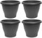 Acan Tradineur - Pack de 4 Macetas de plástico Redondas para Plantas y Flores Mediterránea con Orificios Inferiores. Recipiente, macetero Exterior e Interior del hogar - Color Gris - 25 cm