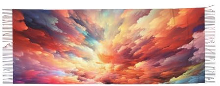 OUSIKA Damen Kaschmir-Schal, warm, leicht, bequem, für Herbst und Winter, Schwarz, Einheitsgröße