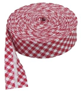 susiodeu Baumwoll Schrägband, vielseitiger Besatz für Nähprojekte, Kleidung bis hin zu Heimdekoration, gepunktetes und gestreiftes Kantenband, Großes rotes Plaid