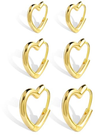 ALEXCRAFT Orecchini Cuore Oro Argento 925 Set Orecchini a Cuore Oro Orecchini Cuore Piccoli in Oro