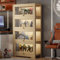 HARELA Vitrine Curio-Schrank mit Acryltüren, Vitrine mit Klapptür, Bücherregal und Bücherregal für Spielzimmer, Schlafzimmer, Trophäenvitrine, Starke Tragfähigkeit (Size : 142 * 60 * 29cm)