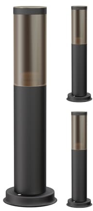 ledscom.de 3 Stück Wegelicht/Pollerleuchte/Gartenleuchte PORU für außen, Rauchoptik, IP44, 40 cm, schwarz, 1x E27 max. 40W