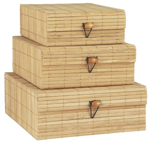 IB Laursen Schachtelsatz im 3er Set Bambus Box mit Deckel Bambusschachtel versch.Größen Aufbewahrungsbox mit Deckel