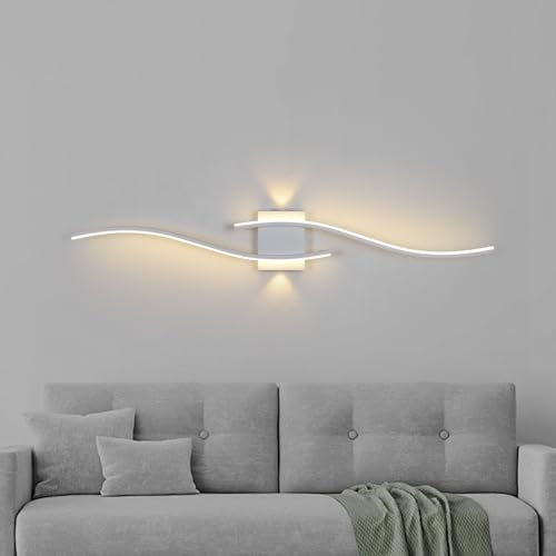 Led Wandlampe Innen,100Cm Weiß Wandleuchte Innen FüR Schlafzimmer,Modern Wandleuchte Acryl Beleuchtung Mit Hilfslichtquelle,Lange Wandleuchten FüR Flur Treppenhaus Wohnzimmer Wall Light 3000K